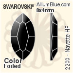スワロフスキー Navette ラインストーン ホットフィックス (2200) 8x4mm - クリスタル 裏面アルミニウムフォイル