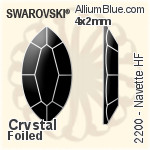 スワロフスキー Navette ラインストーン ホットフィックス (2200) 8x4mm - カラー（ハーフ　コーティング） 裏面アルミニウムフォイル