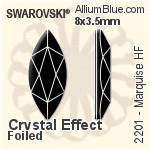 スワロフスキー Marquise ラインストーン ホットフィックス (2201) 4x1.8mm - クリスタル 裏面アルミニウムフォイル