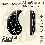 スワロフスキー Paisley X ラインストーン ホットフィックス (2364) 10x6mm - クリスタル 裏面アルミニウムフォイル