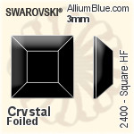 スワロフスキー Square ラインストーン ホットフィックス (2400) 3mm - クリスタル 裏面アルミニウムフォイル
