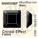 スワロフスキー Square ラインストーン ホットフィックス (2400) 3mm - クリスタル エフェクト 裏面アルミニウムフォイル