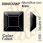 スワロフスキー Square ラインストーン ホットフィックス (2400) 4mm - カラー 裏面アルミニウムフォイル