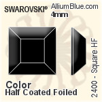 スワロフスキー Square ラインストーン ホットフィックス (2400) 6mm - カラー（ハーフ　コーティング） 裏面アルミニウムフォイル