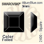 スワロフスキー Square ラインストーン (2400) 3mm - カラー 裏面プラチナフォイル