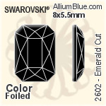 スワロフスキー Emerald カット ラインストーン (2602) 8x5.5mm - カラー 裏面プラチナフォイル