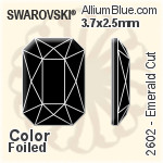 スワロフスキー Emerald カット ラインストーン (2602) 14x10mm - カラー（ハーフ　コーティング） 裏面プラチナフォイル