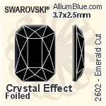 スワロフスキー Emerald カット ラインストーン (2602) 3.7x2.5mm - クリスタル エフェクト 裏面プラチナフォイル