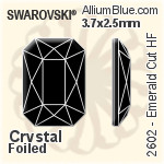 スワロフスキー Emerald カット ラインストーン ホットフィックス (2602) 3.7x2.5mm - クリスタル エフェクト 裏面アルミニウムフォイル