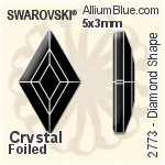 スワロフスキー Emerald カット ラインストーン (2602) 3.7x2.5mm - カラー 裏面プラチナフォイル