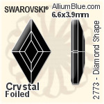 スワロフスキー Diamond Shape ラインストーン (2773) 6.6x3.9mm - カラー 裏面にホイル無し