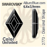 スワロフスキー Diamond Shape ラインストーン (2773) 6.6x3.9mm - カラー 裏面プラチナフォイル