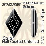 スワロフスキー Diamond Shape ラインストーン (2773) 6.6x3.9mm - カラー（ハーフ　コーティング） 裏面にホイル無し