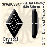 スワロフスキー Diamond Shape ラインストーン ホットフィックス (2773) 5x3mm - クリスタル エフェクト 裏面アルミニウムフォイル