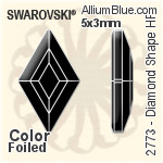スワロフスキー Diamond Shape ラインストーン ホットフィックス (2773) 5x3mm - カラー 裏面アルミニウムフォイル