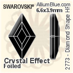 スワロフスキー Diamond Shape ラインストーン ホットフィックス (2773) 6.6x3.9mm - クリスタル 裏面アルミニウムフォイル