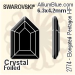 スワロフスキー Elongated Pentagon ラインストーン ホットフィックス (2774) 6.3x4.2mm - カラー 裏面アルミニウムフォイル