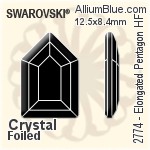 スワロフスキー Elongated Pentagon ラインストーン ホットフィックス (2774) 8.3x5.6mm - クリスタル 裏面アルミニウムフォイル