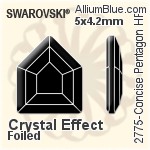 スワロフスキー Concise Pentagon ラインストーン ホットフィックス (2775) 10x8.4mm - クリスタル 裏面アルミニウムフォイル