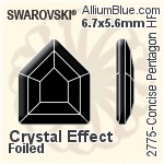 スワロフスキー Concise Pentagon ラインストーン ホットフィックス (2775) 6.7x5.6mm - クリスタル エフェクト 裏面アルミニウムフォイル