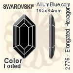 スワロフスキー Elongated Hexagon ラインストーン (2776) 16.5x8.4mm - クリスタル 裏面プラチナフォイル