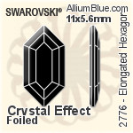 スワロフスキー Elongated Hexagon ラインストーン (2776) 11x5.6mm - カラー 裏面プラチナフォイル