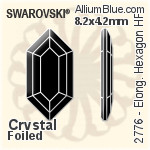 スワロフスキー Elongated Hexagon ラインストーン ホットフィックス (2776) 8.2x4.2mm - カラー 裏面アルミニウムフォイル