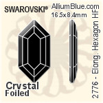 スワロフスキー Elongated Hexagon ラインストーン ホットフィックス (2776) 11x5.6mm - クリスタル エフェクト 裏面アルミニウムフォイル
