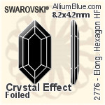 スワロフスキー Elongated Hexagon ラインストーン ホットフィックス (2776) 8.2x4.2mm - カラー 裏面アルミニウムフォイル