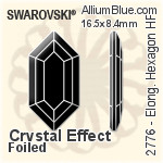 スワロフスキー Elongated Hexagon ラインストーン ホットフィックス (2776) 11x5.6mm - クリスタル エフェクト 裏面アルミニウムフォイル