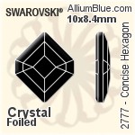 スワロフスキー Concise Hexagon ラインストーン (2777) 10x8.4mm - カラー（ハーフ　コーティング） 裏面にホイル無し