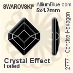 スワロフスキー Concise Hexagon ラインストーン (2777) 5x4.2mm - カラー 裏面にホイル無し