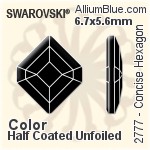 スワロフスキー Concise Hexagon ラインストーン (2777) 6.7x5.6mm - カラー 裏面プラチナフォイル