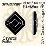 スワロフスキー Concise Hexagon ラインストーン ホットフィックス (2777) 6.7x5.6mm - クリスタル エフェクト 裏面にホイル無し