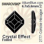 スワロフスキー Concise Hexagon ラインストーン ホットフィックス (2777) 10x8.4mm - クリスタル エフェクト 裏面アルミニウムフォイル