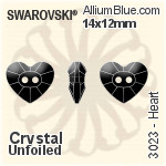 スワロフスキー Heart ボタン (3023) 16x14mm - クリスタル 裏面にホイル無し