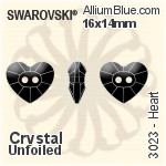 スワロフスキー Heart ボタン (3023) 12x10.5mm - クリスタル エフェクト 裏面にホイル無し