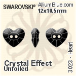 スワロフスキー Heart ボタン (3023) 12x10.5mm - クリスタル エフェクト 裏面にホイル無し
