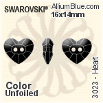 スワロフスキー Heart ボタン (3023) 16x14mm - クリスタル エフェクト 裏面にホイル無し