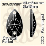 スワロフスキー Pear-shaped ソーオンストーン (3230) 28x17mm - クリスタル 裏面プラチナフォイル