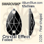 スワロフスキー Pear-shaped ソーオンストーン (3230) 12x7mm - クリスタル エフェクト 裏面プラチナフォイル