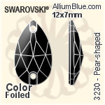 スワロフスキー リボリ ソーオンストーン (3200) 12mm - クリスタル エフェクト 裏面プラチナフォイル