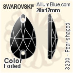 スワロフスキー Pear-shaped ソーオンストーン (3230) 28x17mm - カラー 裏面プラチナフォイル
