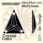 スワロフスキー Slim Triangle ソーオンストーン (3271) 25x28.7mm - クリスタル エフェクト 裏面プラチナフォイル