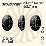 スワロフスキー Oval ファンシーストーン (4120) 4x2.7mm - カラー 裏面プラチナフォイル