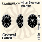 スワロフスキー Mystic Oval ファンシーストーン (4160) 8x6mm - クリスタル 裏面プラチナフォイル