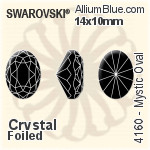 スワロフスキー Mystic Oval ファンシーストーン (4160) 10x8mm - クリスタル 裏面プラチナフォイル
