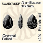 スワロフスキー XILION Pear Shape ファンシーストーン (4328) 6x3.6mm - クリスタル 裏面プラチナフォイル