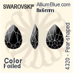 スワロフスキー Pear-shaped (TC) ファンシーストーン (4300/2) 8x4.8mm - カラー（コーティングなし） ゴールドフォイル
