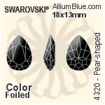 スワロフスキー Pear-shaped ファンシーストーン (4320) 18x13mm - クリスタル 裏面プラチナフォイル